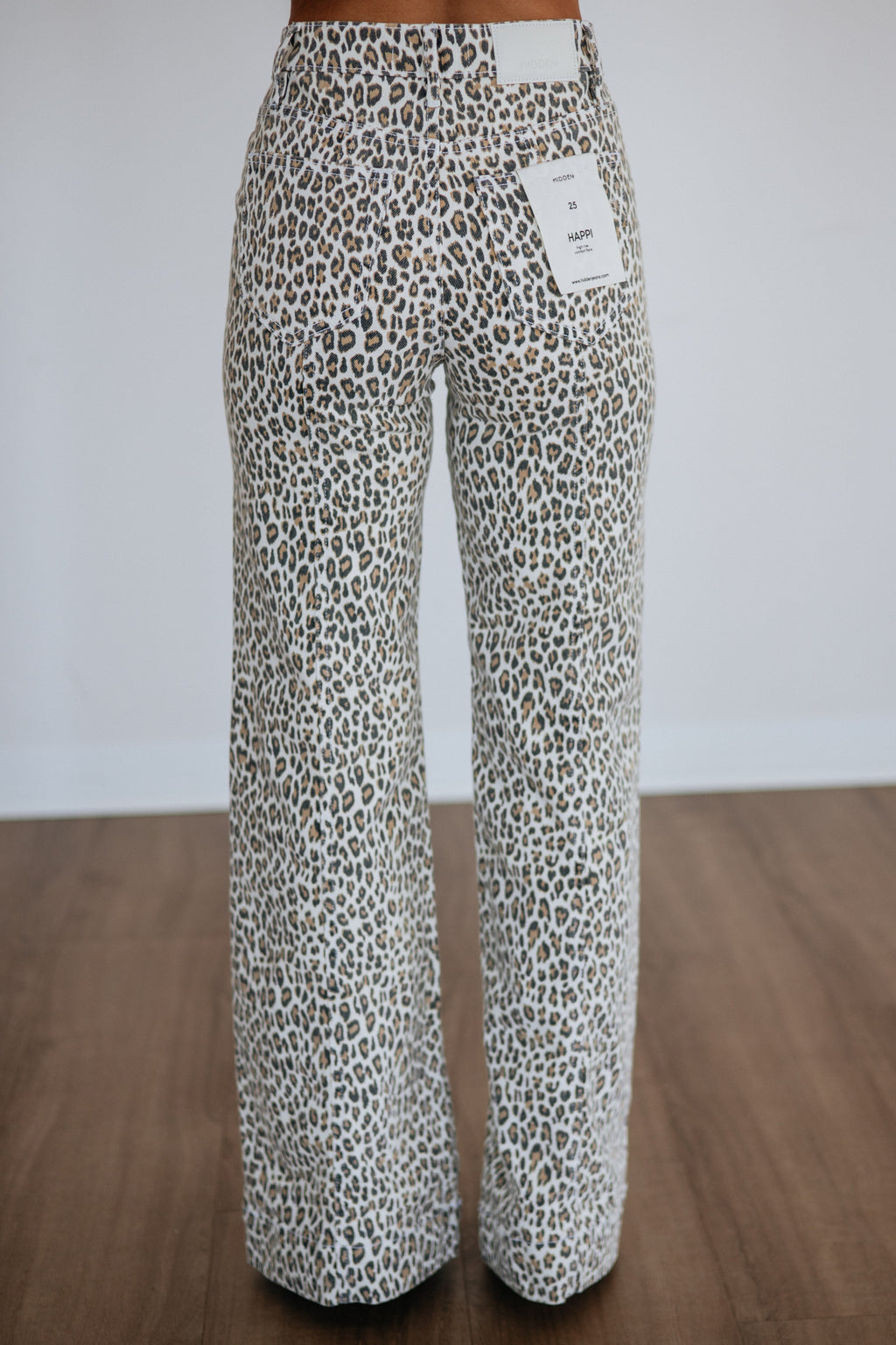 High Rise Leopard Print Flare Leg Long Inseam Jeans
