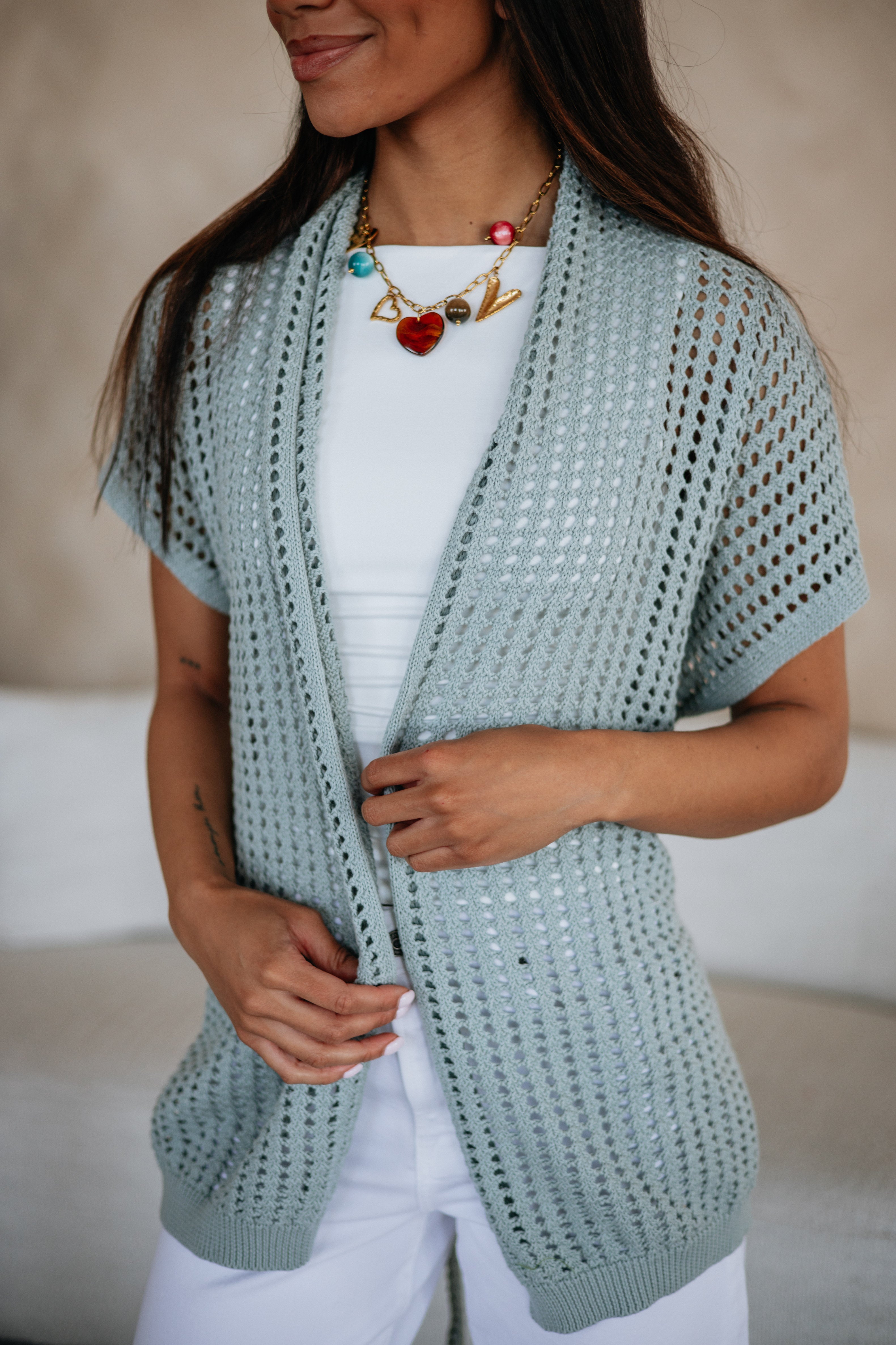 Shawl Neck Open Front Tie Belt Open Knit Cardigan