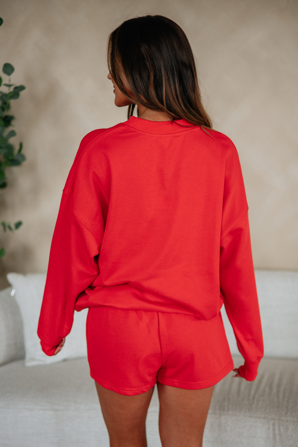 Mid Rise Embroidered Flag Stretch Shorts in Tomato Mix